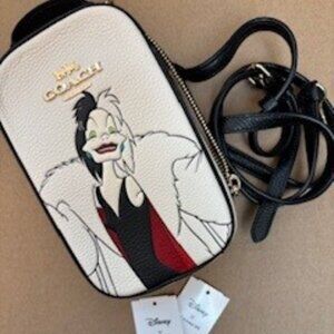 Coach Disney X Eva Phone Crossbody Cruella Motif Leather Dalmatian Villains
